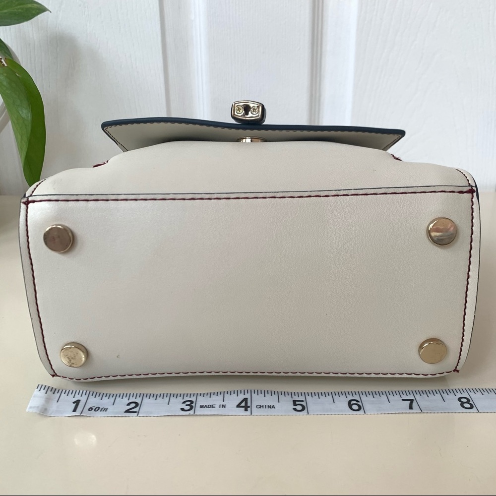 Zara · Cream Navy Gold Handbag Crossbody Burgundy Lining - Zara Basic Collection - Picture 3 of 16